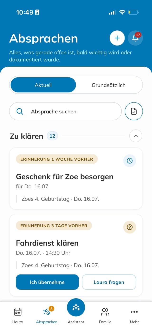 HappyNest App: Termin aus einem Elternbrief mit Fahrdienst